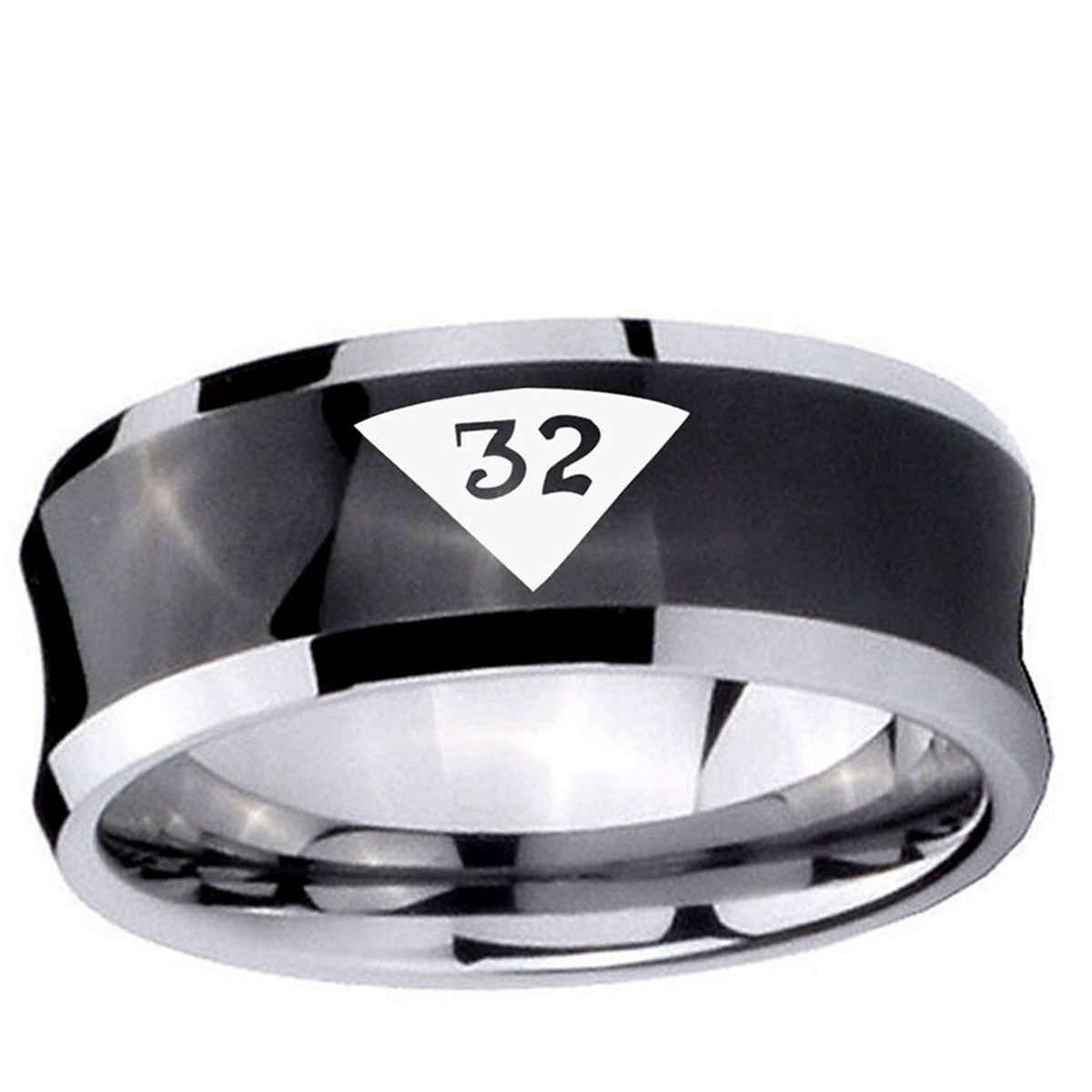 5MMMasonic 32 Triangle Design Freemason Concave Black Tungsten Ring