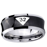 10mm Masonic 32 Triangle Design Freemason Concave BlackTungsten Ring