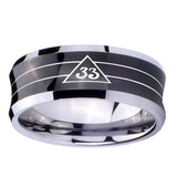 10mm-Masonic-32-Duo-Line-Freemason-Concave-Black-Tungsten-Carbide-Wedding-Engraving-Ring