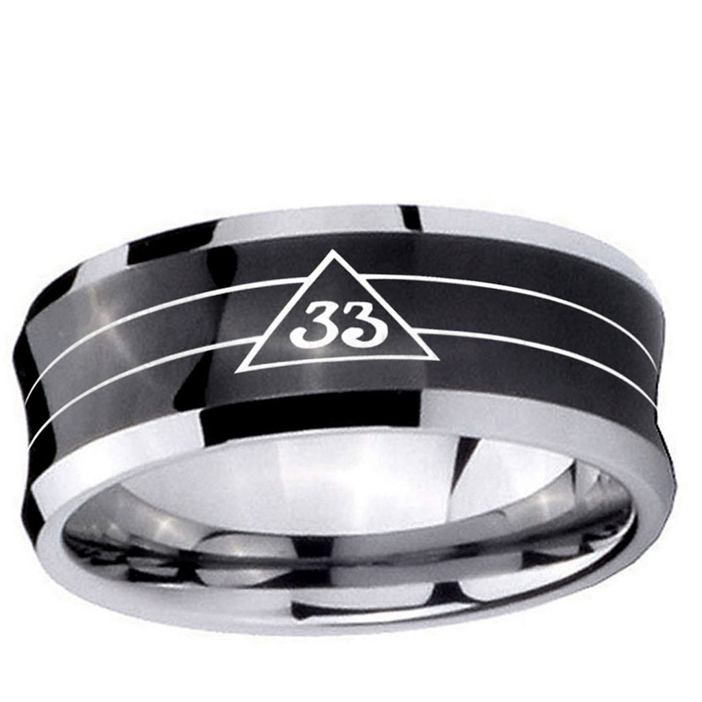 5MMMasonic 32 Duo Line Freemason Concave Black Tungsten Ring