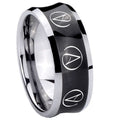 10mm Atheist Design Concave Black Tungsten Mens Promise Ring
