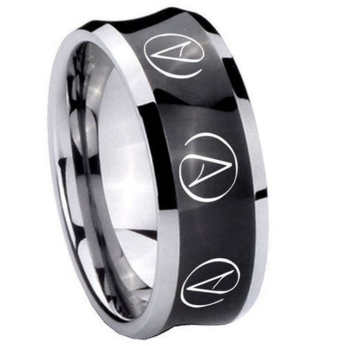 10mm Atheist Design Concave Black Tungsten Mens Promise Ring