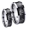 Atheist Design Concave Black Tungsten Wedding Set Ring