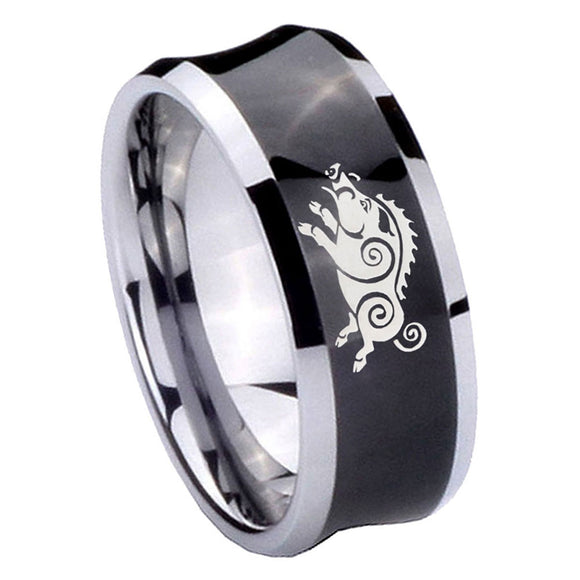 8mm-Wild-Boar-Concave-Black-Tungsten-Carbide-Custom-Ring-for-Men