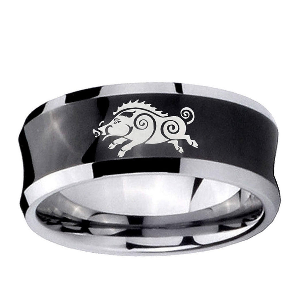 5MMWild Boar Concave Black Tungsten Custom Ring for Men