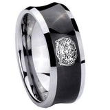10mm Masonic 32 Degree Freemason Concave Black Tungsten Carbide Wedding Engraving Ring