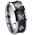 8MM Masonic Shriners Concave Black Tungsten Engagement Ring