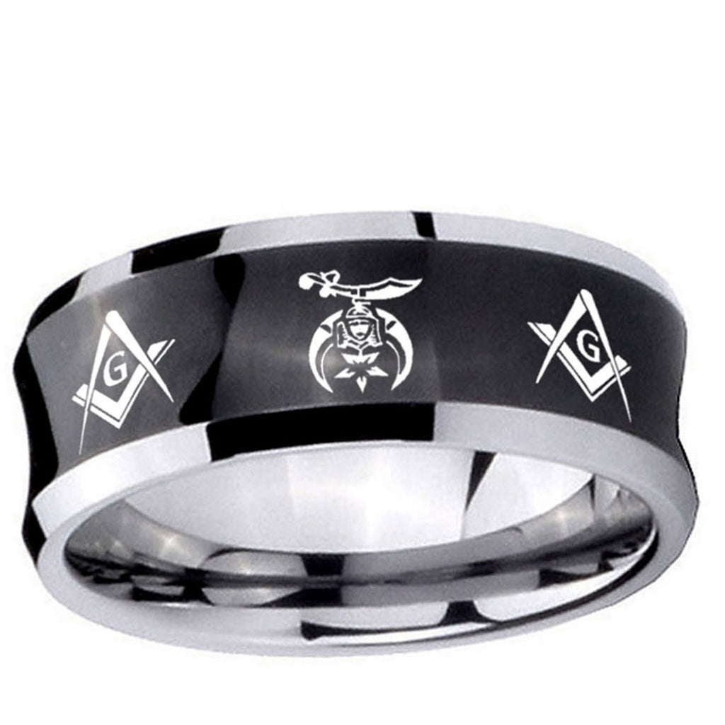 5MMMasonic Shriners Concave Black Tungsten Engagement Ring