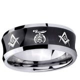 10mm Masonic Shriners Concave Black Tungsten Carbide Mens Engagement Ring