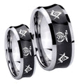Masonic Shriners Concave Black Tungsten Wedding Ring Sets