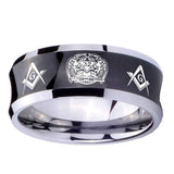10mm-Masonic-32-Design-Concave-Black-Tungsten-Carbide-Mens-Bands-Ring