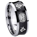 8MM Masonic 32 Design Concave Black Tungsten Anniversary Ring
