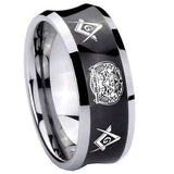 10mm Masonic 32 Design Concave Black Tungsten Carbide Mens Bands Ring