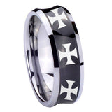 10mm-Multiple-Maltese-Cross-Concave-Black-Tungsten-Carbide-Mens-Wedding-Ring
