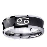 10mm Cancer Horoscope Concave Black Tungsten Ring