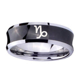 8mm-Capricorn-Zodiac-Concave-Black-Tungsten-Carbide-Men's-Engagement-Ring
