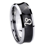 8mm Leo Zodiac Concave Black Tungsten Carbide Men's Promise Rings
