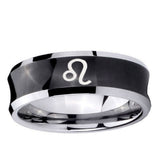 10mm Leo Zodiac Concave Black Tungsten Ring