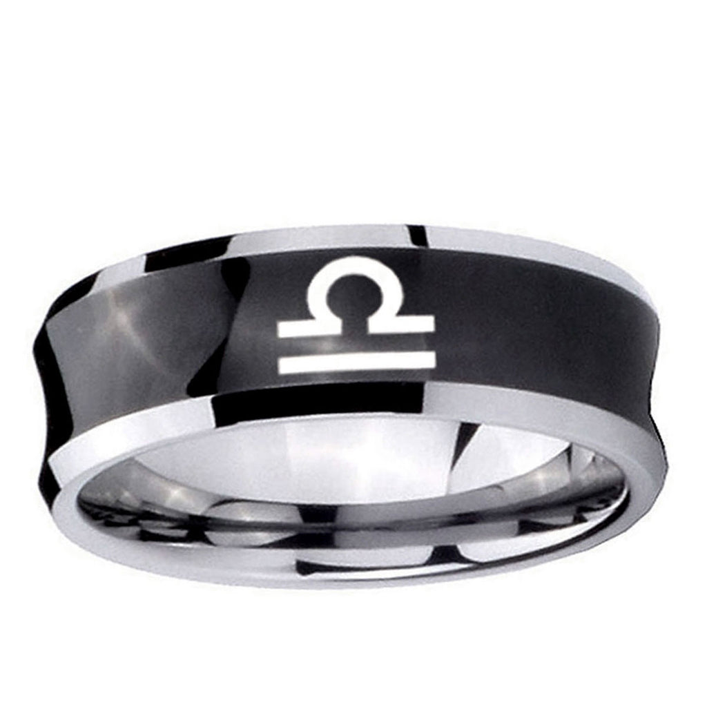 10mm Libra Horoscope Concave Black Tungsten Ring
