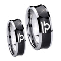 Libra Horoscope Concave Black Tungsten Bridal Ring Sets