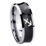 His Hers Sagittarius Zodiac Concave Black Tungsten Men's Wedding Band Set