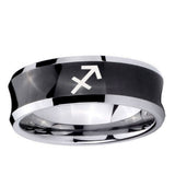 5, 8mm Sagittarius Zodiac Concave Black Tungsten Ring