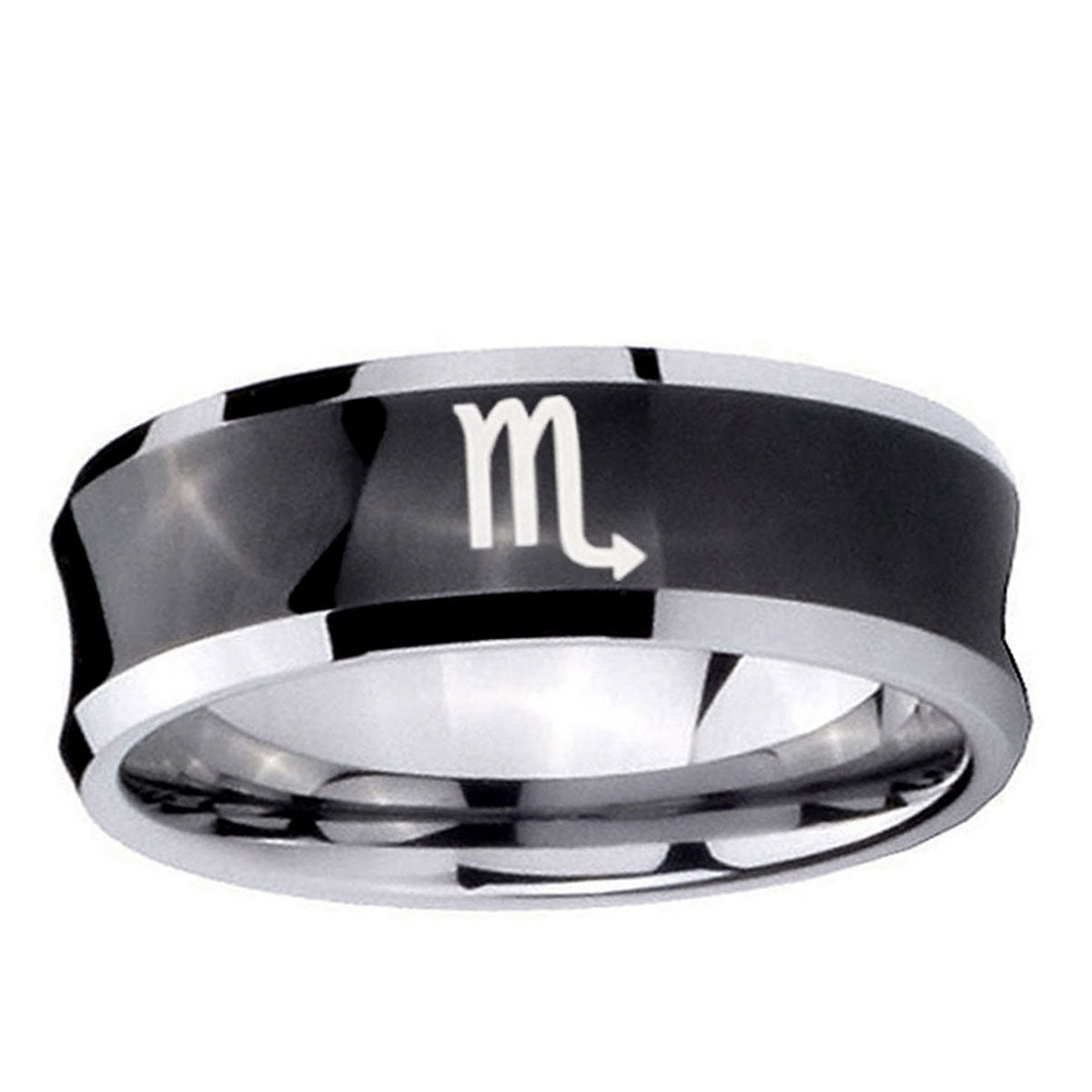 5MMScorpio Horoscope Concave Black Tungsten Mens Ring Personalized