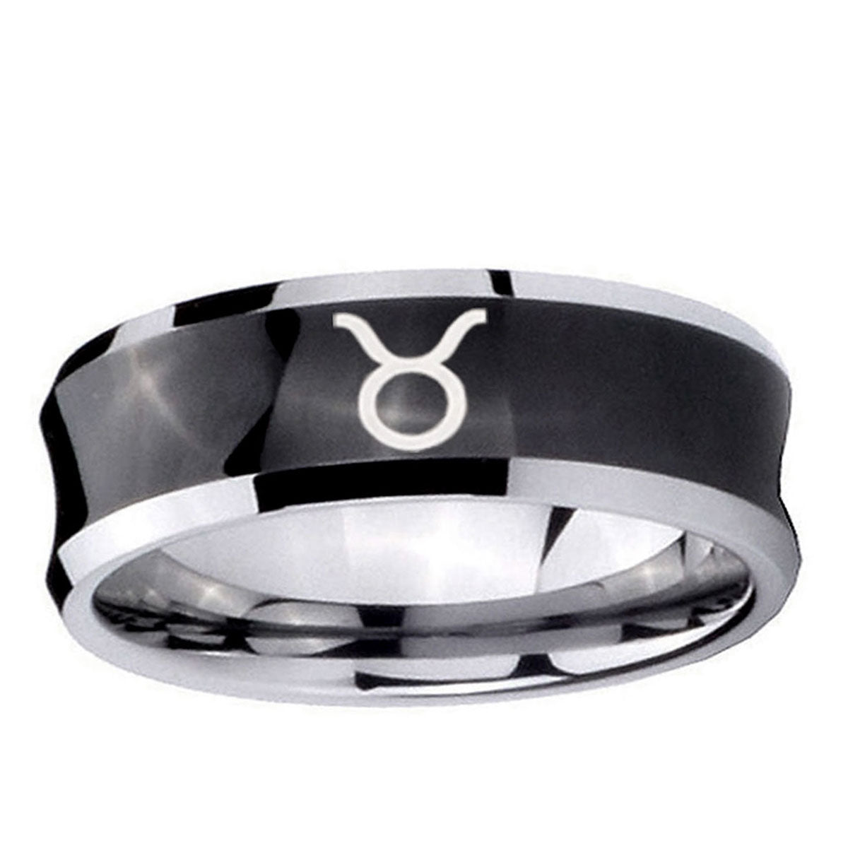 5MMTaurus Horoscope Concave Black Tungsten Mens Wedding Band