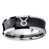 10mm Taurus Horoscope Concave Black Tungsten Ring
