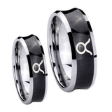 Bride and Groom Taurus Horoscope Concave Black Tungsten Men's Wedding Ring Set