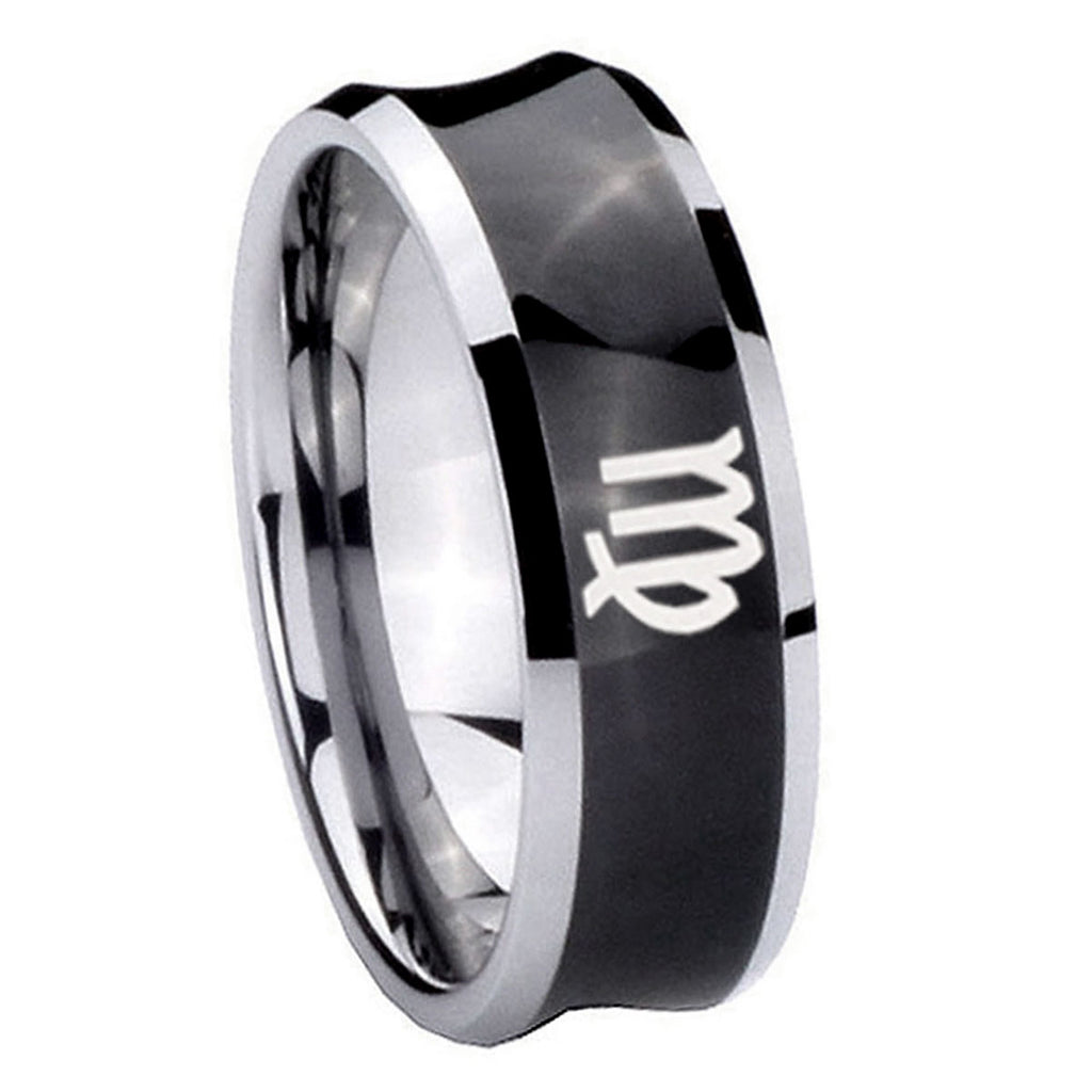 8MM Virgo Zodiac Concave Black Tungsten Men's Wedding Band