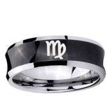 10mm Virgo Zodiac Concave Black Tungsten Ring