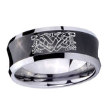 8mm-Celtic-Dog-Concave-Black-Tungsten-Carbide-Men's-Ring