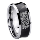 10mm Celtic Dog Concave Black Tungsten Carbide Men's Engagement Band