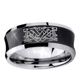 5, 8mm Celtic Dog Concave Black Tungsten Ring