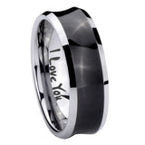 10mm I Love You Concave Black Tungsten Carbide Men's Wedding Ring