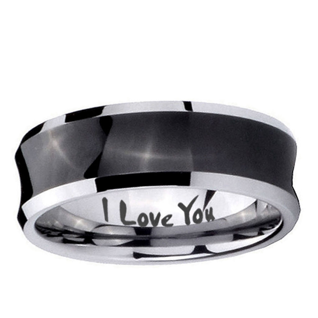 5MMI Love You Concave Black Tungsten Men's Promise Ring