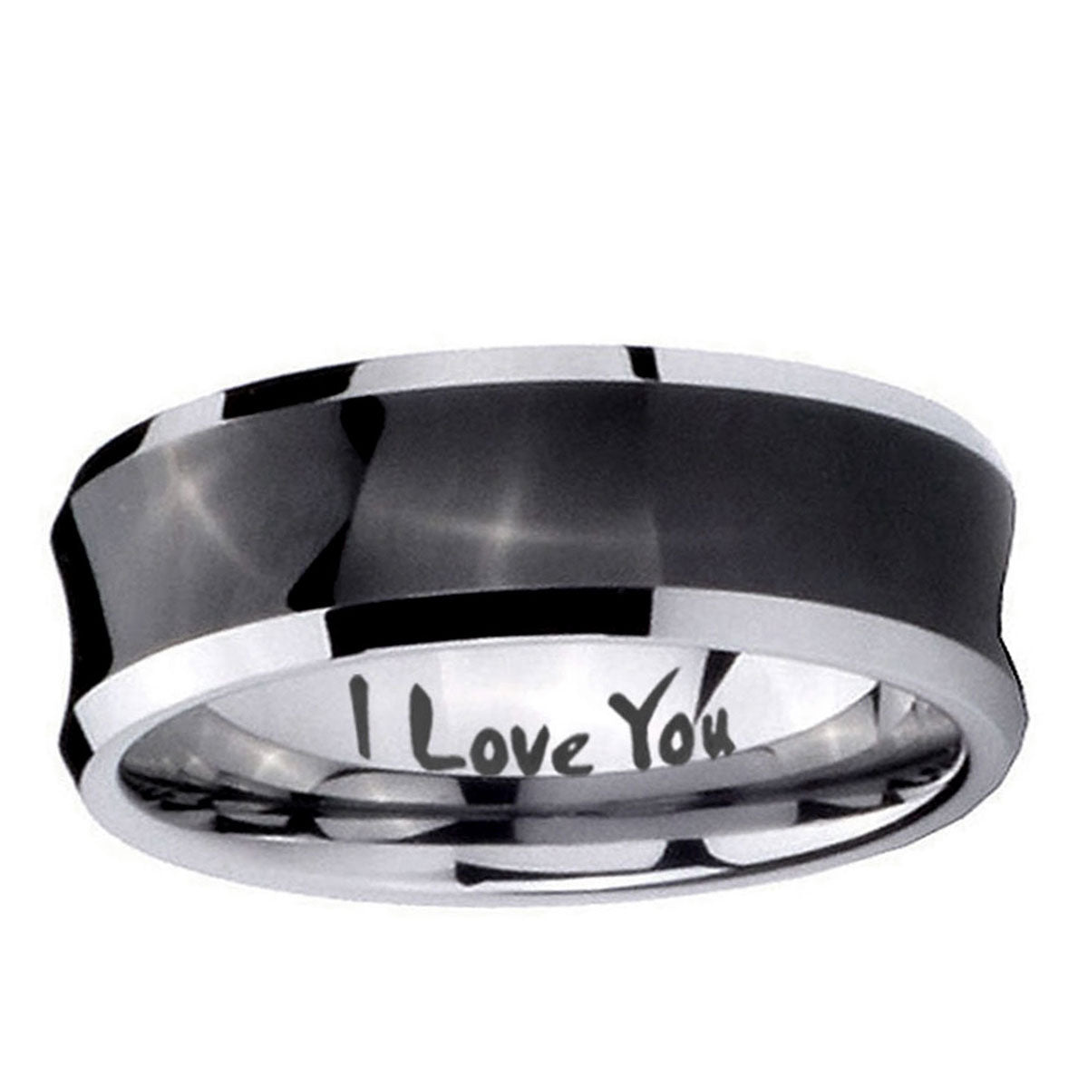 5MMI Love You Concave Black Tungsten Men's Promise Ring