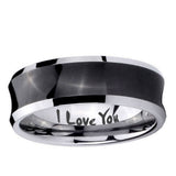 10mm I Love You Concave Black Tungsten Ring