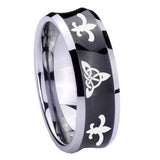10mm-Celtic-Triangle-Fleur-De-Lis-Concave-Black-Tungsten-Personalized-Ring