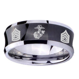10mm-Marine-Army-Sergeant-Concave-Black-Tungsten-Carbide-Mens-Engagement-Ring