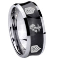 8MM Marine Army Sergeant Concave Black Tungsten Engagement Ring