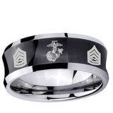5, 8mm Marine Army Sergeant Concave Black Tungsten Ring