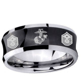 5, 8mm Marine Chief Master Sergeant Concave Black Tungsten Ring