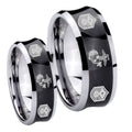 Marine Chief Master Sergeant Concave Black Tungsten Bridal Ring Set