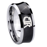 Bride and Groom CTR Concave Black Tungsten Carbide Anniversary Ring Set