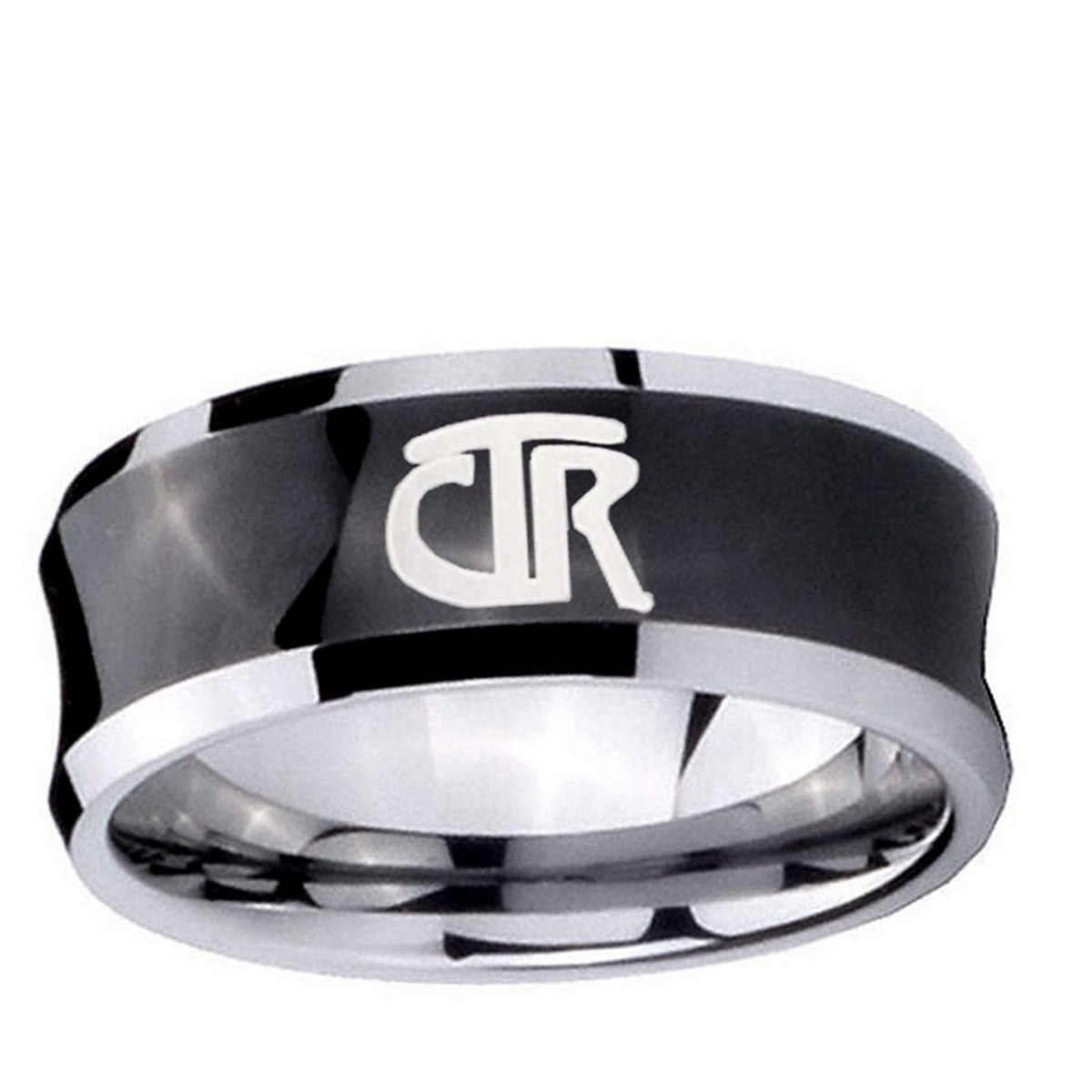 5MMCTR Concave Black Tungsten Carbide Mens Engagement Ring