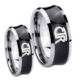 CTR Concave Black Tungsten Promise Ring Set