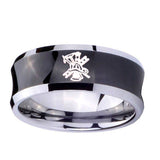 8mm-Fireman-Concave-Black-Tungsten-Carbide-Wedding-Engagement-Ring