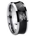 8MM Fireman Concave Black Tungsten Wedding Engagement Ring